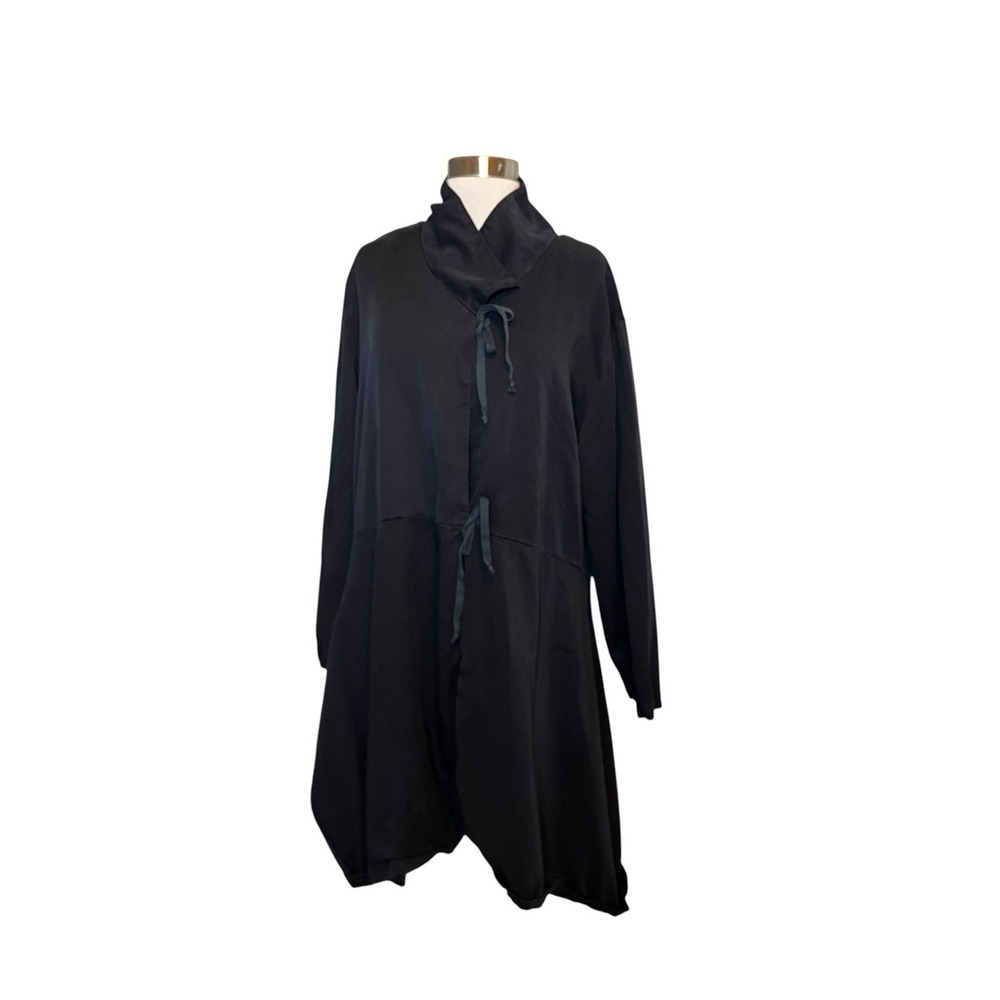 BRYN WALKER Cardigan Jacket L Black Tie Closure Layer Asymmetrical Lagenlook